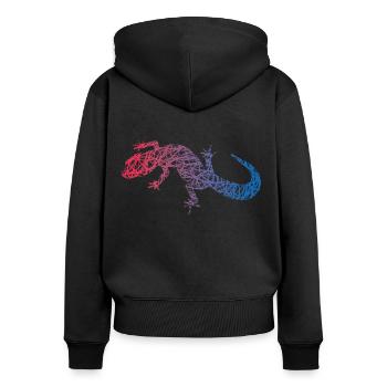 Echse Kritzelei Farben Eidechse Gecko - Frauen Premium Bio Zip Hoodie - Schwarz - Hinten - Julia (174cm)