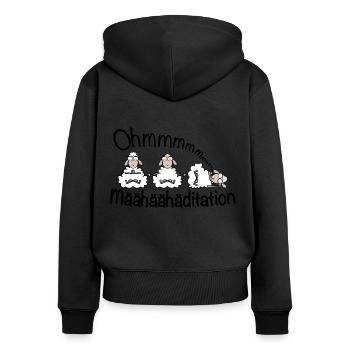 OM Meditation Schafe - Frauen Premium Bio Zip Hoodie - Schwarz - Hinten - Julia (174cm)