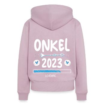 Onkel 2023 Loading - Frauen Premium Bio Zip Hoodie - Altrosa - Hinten - Julia (174cm)