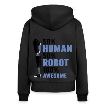 Beinprothesendesign und Beinprothesen - Frauen Premium Bio Zip Hoodie - Schwarz - Hinten - Julia (174cm)