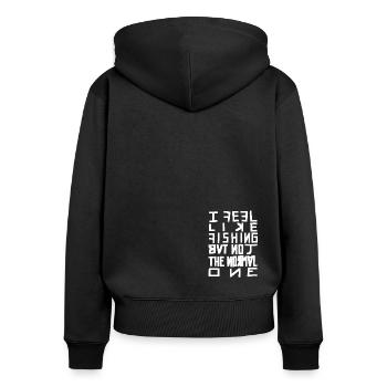 Angeln nicht normaler Fisch - Frauen Premium Bio Zip Hoodie - Schwarz - Hinten - Julia (174cm)