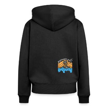 Kreuzfahrt und Los - Frauen Premium Bio Zip Hoodie - Schwarz - Hinten - Julia (174cm)