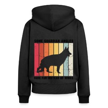 Design Deutscher Schäferhund Polizei Design - Frauen Premium Bio Zip Hoodie - Schwarz - Hinten - Julia (174cm)