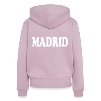 madrid - Frauen Premium Bio Zip Hoodie - Altrosa - Hinten - Julia (174cm)