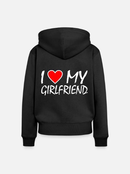 I love my girlfriend - Frauen Premium Bio Zip Hoodie - Schwarz
