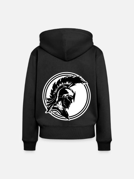 Krieger Sparta Helm Spartaner - Frauen Premium Bio Zip Hoodie - Schwarz