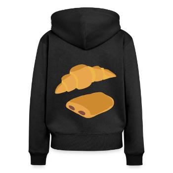 Pain au chocolat, croissant, viennoiseries - Sweat à capuche zippé Premium bio Femme - noir - Dos - Julia (174cm)