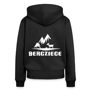 bergwandern bergziege alpin bergziel via ferrata - Frauen Premium Bio Zip Hoodie - Schwarz - Hinten - Julia (174cm)