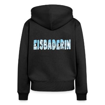 eisbaden winterbader cool icebath kälteresistent - Frauen Premium Bio Zip Hoodie - Schwarz - Hinten - Julia (174cm)