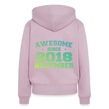 Jahrgang November 2018 Geburtstagsgeschenk November 2018 - Frauen Premium Bio Zip Hoodie - Altrosa - Hinten - Julia (174cm)