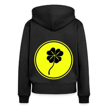 Cloverleaf luck - Women's Premium Organic Zip Hoodie - black - Back - Julia (174cm)