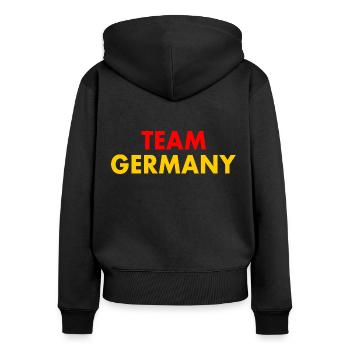Team germany - Sweat à capuche zippé Premium bio Femme - noir - Dos - Julia (174cm)