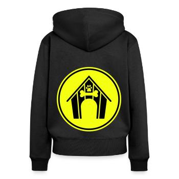 Hundehütte Hund - Frauen Premium Bio Zip Hoodie - Schwarz - Hinten - Julia (174cm)