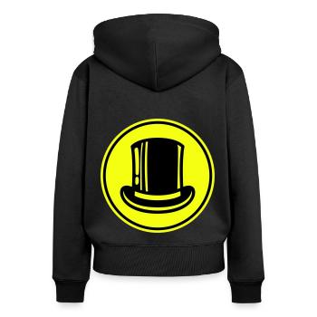 Bräutigam Zylinder - Frauen Premium Bio Zip Hoodie - Schwarz - Hinten - Julia (174cm)