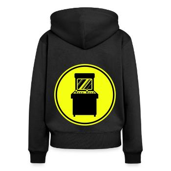 Arcade Retro Gamer - Sweat à capuche zippé Premium bio Femme - noir - Dos - Julia (174cm)