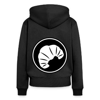 Croissant Symbol - Frauen Premium Bio Zip Hoodie - Schwarz - Hinten - Julia (174cm)