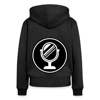 Spiegel Icon Silhouette - Frauen Premium Bio Zip Hoodie - Schwarz - Hinten - Julia (174cm)