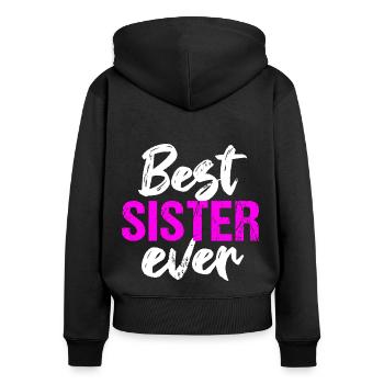 Meilleure sœur de tous les temps Meilleure sœur - Sweat à capuche zippé Premium bio Femme - noir - Dos - Julia (174cm)