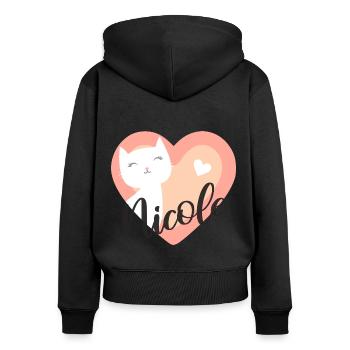 Nicole Name Vorname Kätzchen - Frauen Premium Bio Zip Hoodie - Schwarz - Hinten - Julia (174cm)