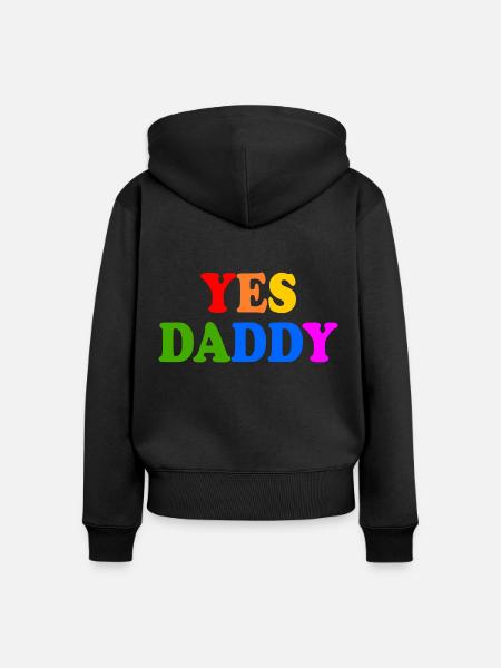 Yes daddy - Frauen Premium Bio Zip Hoodie - Schwarz