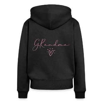 Oma. - Frauen Premium Bio Zip Hoodie - Schwarz - Hinten - Julia (174cm)