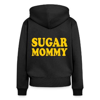 Sugar mommy - Frauen Premium Bio Zip Hoodie - Schwarz - Hinten - Julia (174cm)