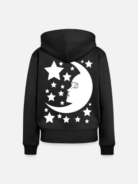 Der weibliche Mond - Frauen Premium Bio Zip Hoodie - Schwarz