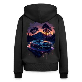 Klassischer Sportwagen - Frauen Premium Bio Zip Hoodie - Schwarz - Hinten - Julia (174cm)