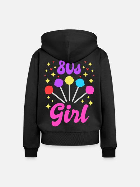 80er Mädel - Frauen Premium Bio Zip Hoodie - Schwarz