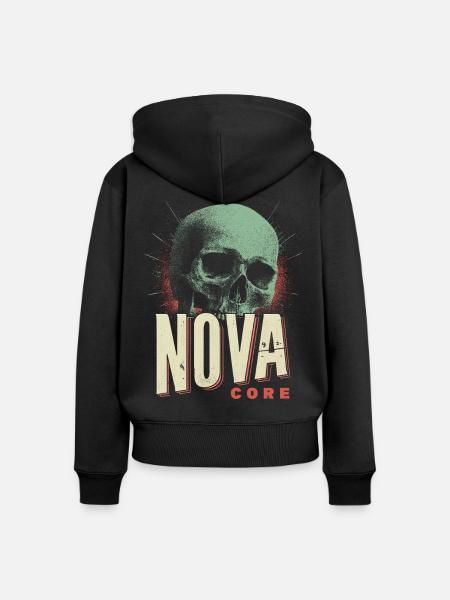 Nova Core Schädel - Frauen Premium Bio Zip Hoodie - Schwarz