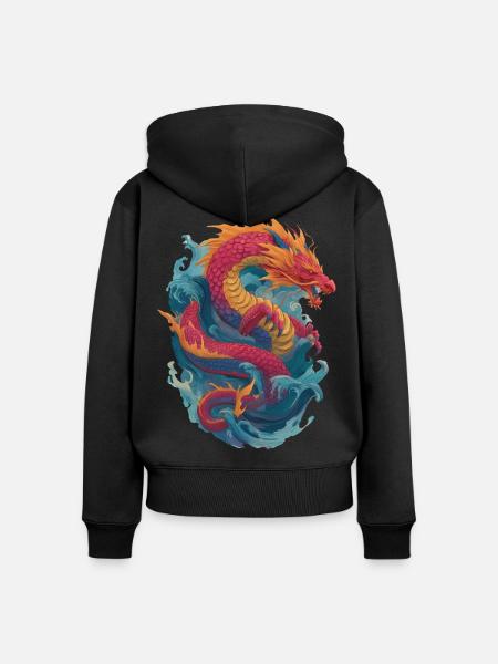Drache - Frauen Premium Bio Zip Hoodie - Schwarz