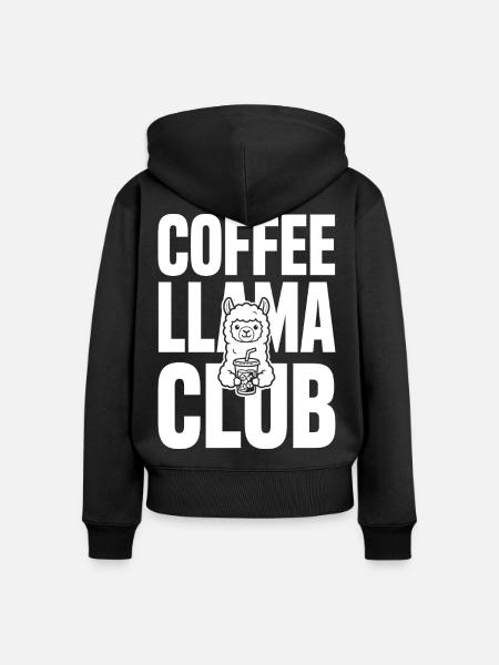 Coffee Llama Club – Eiskaffee - Frauen Premium Bio Zip Hoodie - Schwarz