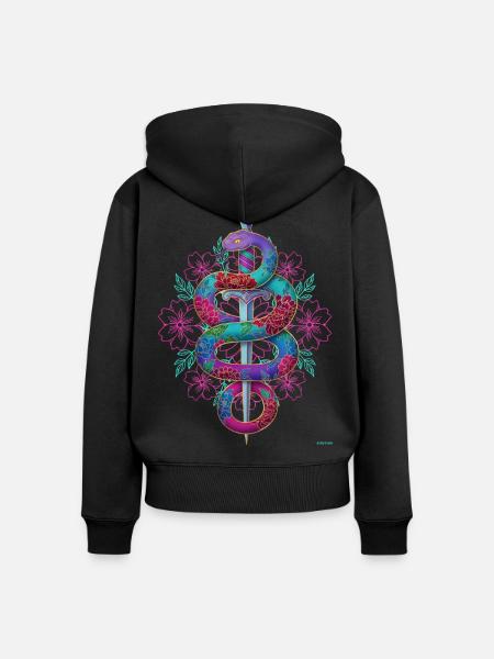 Schlangenschwertblumen-Design. - Frauen Premium Bio Zip Hoodie - Schwarz