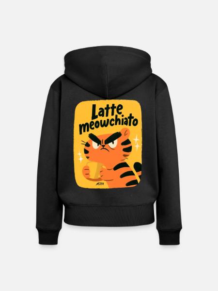 Latte meowchiato - Frauen Premium Bio Zip Hoodie - Schwarz