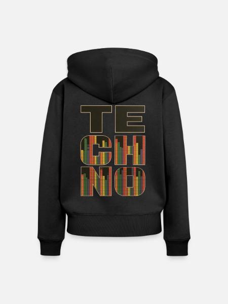 Techno - Frauen Premium Bio Zip Hoodie - Schwarz
