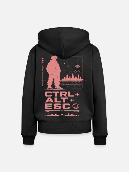 Cyberpunk Skyline CTRL ALT ESC - Frauen Premium Bio Zip Hoodie - Schwarz