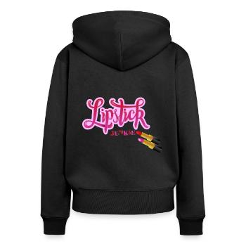 Lippenstift verliebt - Frauen Premium Bio Zip Hoodie - Schwarz - Hinten - Julia (174cm)