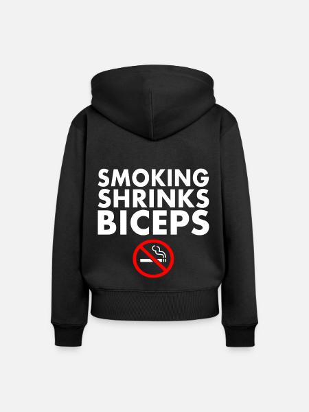 Smoking shrinks the biceps - Frauen Premium Bio Zip Hoodie - Schwarz
