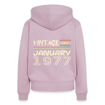 Jahrgang Januar 1977 - Geburtstag Januar 1977 - Frauen Premium Bio Zip Hoodie - Altrosa - Hinten - Julia (174cm)