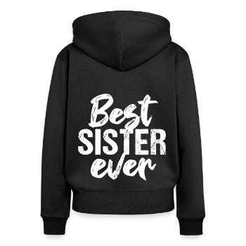 Beste Schwester meilleure sœur de tous les temps - Sweat à capuche zippé Premium bio Femme - noir - Dos - Julia (174cm)