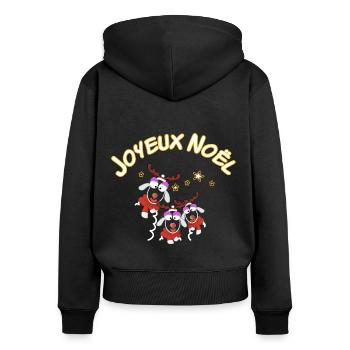 Joyeux Noël les copines - Sweat à capuche zippé Premium bio Femme - noir - Dos - Julia (174cm)