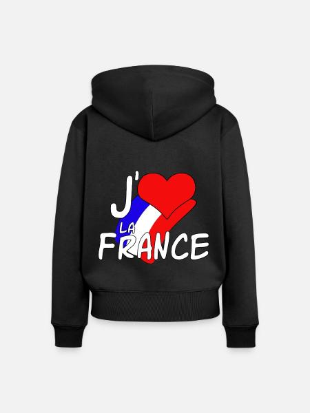 Ich liebe Frankreich - Frauen Premium Bio Zip Hoodie - Schwarz