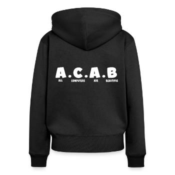 nerd coder iq server download data - Frauen Premium Bio Zip Hoodie - Schwarz - Hinten - Julia (174cm)