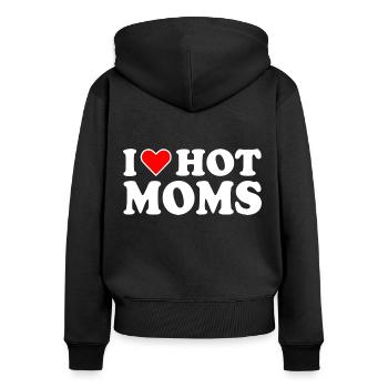 I love hot moms - Frauen Premium Bio Zip Hoodie - Schwarz - Hinten - Julia (174cm)