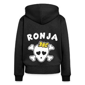 Piratin Ronja Design für Mädchen und Frauen - Frauen Premium Bio Zip Hoodie - Schwarz - Hinten - Julia (174cm)