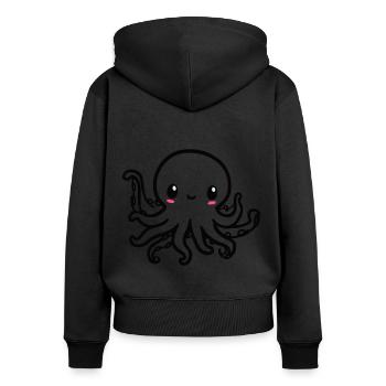 Niedlicher Octopus Kawaii - Frauen Premium Bio Zip Hoodie - Schwarz - Hinten - Julia (174cm)