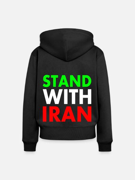 Stand with iran - Frauen Premium Bio Zip Hoodie - Schwarz