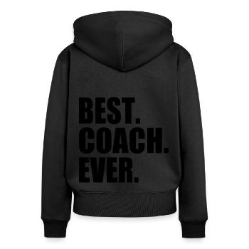 Best coach ever - Sweat à capuche zippé Premium bio Femme - noir - Dos - Julia (174cm)