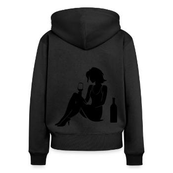 Silhouette de femme célébrant la consommation de bouteille - Sweat à capuche zippé Premium bio Femme - noir - Dos - Julia (174cm)