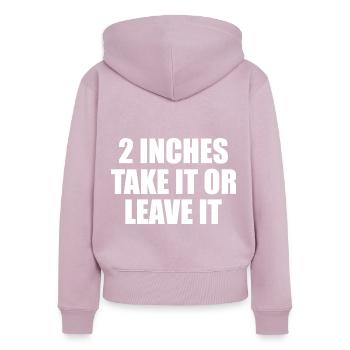 2 inches Take It Or Leave It - Sweat à capuche zippé Premium bio Femme - rose poudré - Dos - Julia (174cm)